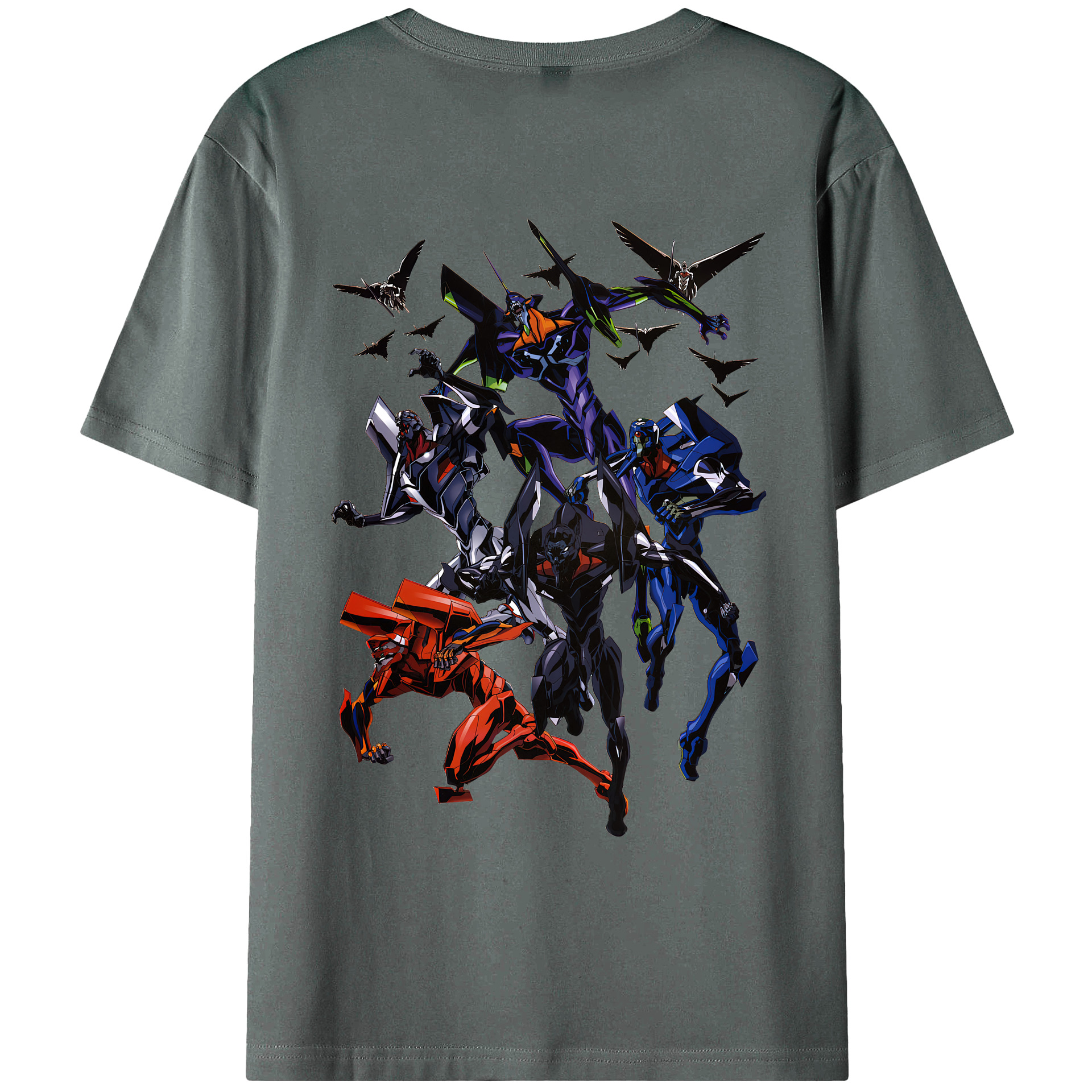 （画像用） EVA 新世紀エヴァンゲリオン 綿100％ メンズ半袖Tシャツ（バックプリント） 通気性